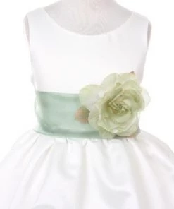 Cinderella Couture Flower Girl Dresses Girls Long Ivory Pick-Up Dress With Gold Floral Sash