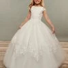 Mary's Bridal Angels Collection Girls Long Applique Cap Sleeve Dress By Mary's Bridal MB9073