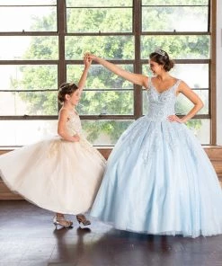 Calla Collection Girls Long Lace Applique A-line Dress By Calla KY221 Flower Girl Dresses