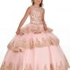 Mary's Bridal Mini Quince Collection Flower Girl Dresses Girls Long Lace Applique Tiered Dress By Mary's Bridal MQ4019