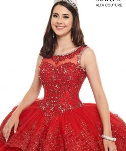 Mary's Bridal Mini Quince Collection Flower Girl Dresses Girls Long Lace Applique Tiered Dress By Mary's Bridal MQ4019