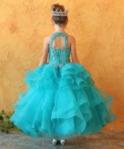 Calla Collection Flower Girl Dresses Girls Layered Long High Neck Dress By Calla KY217