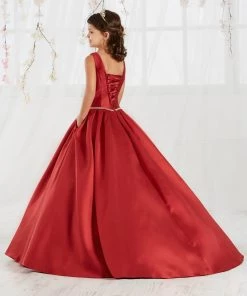 Tiffany Princess By House Of Wu Girls Long A-line Mikado Dress By Tiffany Princess 13560 Flower Girl Dresses