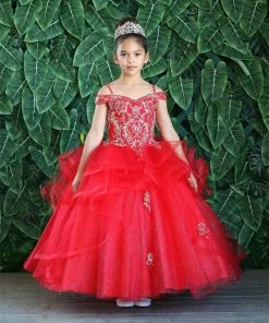 Calla Collection Girls Long Off Shoulder Layered Dress By Calla KY223