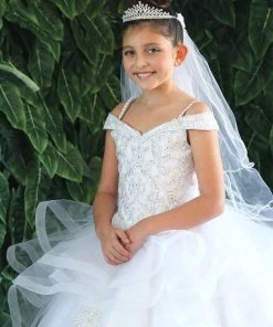 Calla Collection Girls Long Off Shoulder Layered Dress By Calla KY223