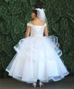 Calla Collection Girls Long Off Shoulder Layered Dress By Calla KY223