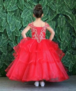 Calla Collection Girls Long Off Shoulder Layered Dress By Calla KY223