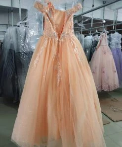 Tiffany Princess By House Of Wu Kids Girls Long Off Shoulder Glitter Dress By Tiffany Princess 13582