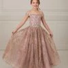 Tiffany Princess By House Of Wu Girls Long Off Shoulder Glitter Dress By Tiffany Princess 13651 Kids