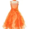 Cinderella Couture Girls Long Orange Dresses With Scarf And Ruffled Skirt Kids