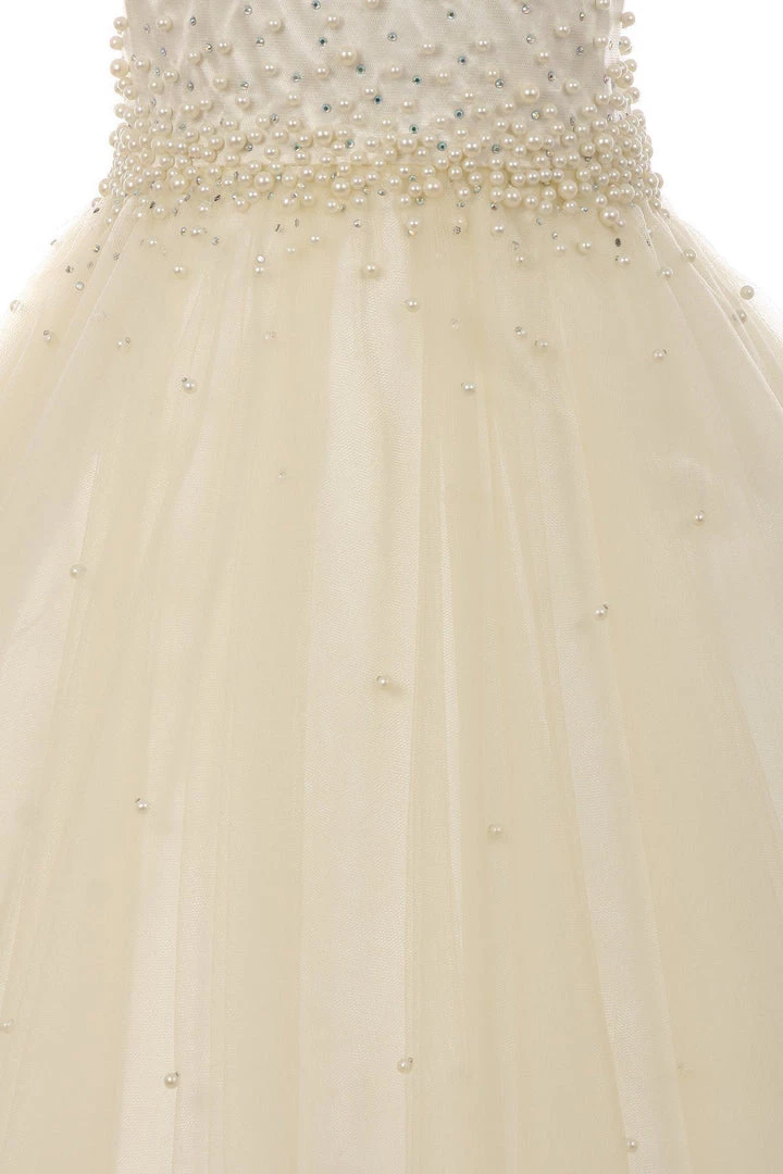 Girls Long Pearl Beaded Tulle Dress By Cinderella Couture 5053 Flower Girl Dresses 10 Girls Long Pearl Beaded Tulle Dress By Cinderella Couture 5053 Flower Girl Dresses