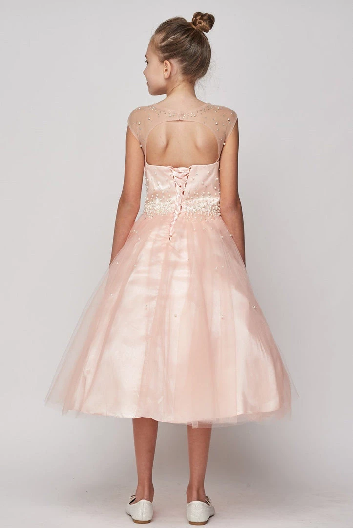 Girls Long Pearl Beaded Tulle Dress By Cinderella Couture 5053 Flower Girl Dresses 5 Girls Long Pearl Beaded Tulle Dress By Cinderella Couture 5053 Flower Girl Dresses