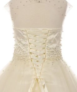 Girls Long Pearl Beaded Tulle Dress By Cinderella Couture 5053 Flower Girl Dresses 17 Girls Long Pearl Beaded Tulle Dress By Cinderella Couture 5053 Flower Girl Dresses
