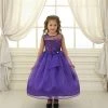 Calla Collection Girls Long Purple Lace Bodice Dress With Bow By Calla KD2461