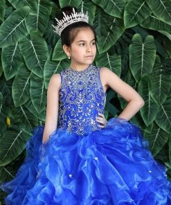 Calla Collection Flower Girl Dresses Girls Long Ruffled Dress With Beaded Bodice By Calla KY213