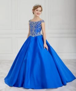 Tiffany Princess By House Of Wu Girls Long Satin Off Shoulder Dress By Tiffany Princess 13618 Flower Girl Dresses