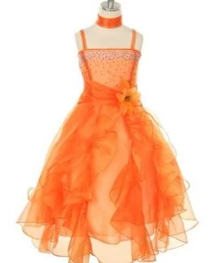 Cinderella Couture Girls Long Silver Dresses With Scarf And Ruffled Skirt 10 Cinderella Couture Girls Long Silver Dresses With Scarf And Ruffled Skirt