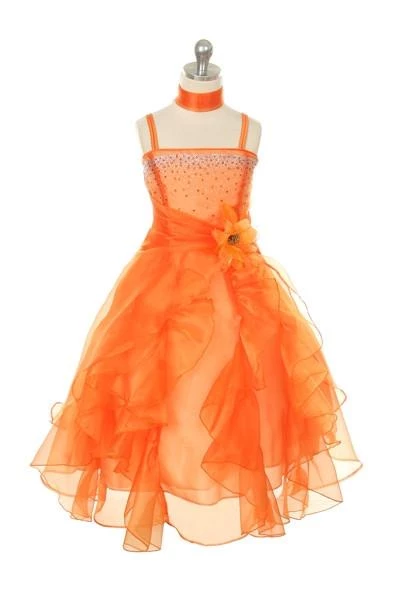 Cinderella Couture Girls Long Silver Dresses With Scarf And Ruffled Skirt 6 Cinderella Couture Girls Long Silver Dresses With Scarf And Ruffled Skirt