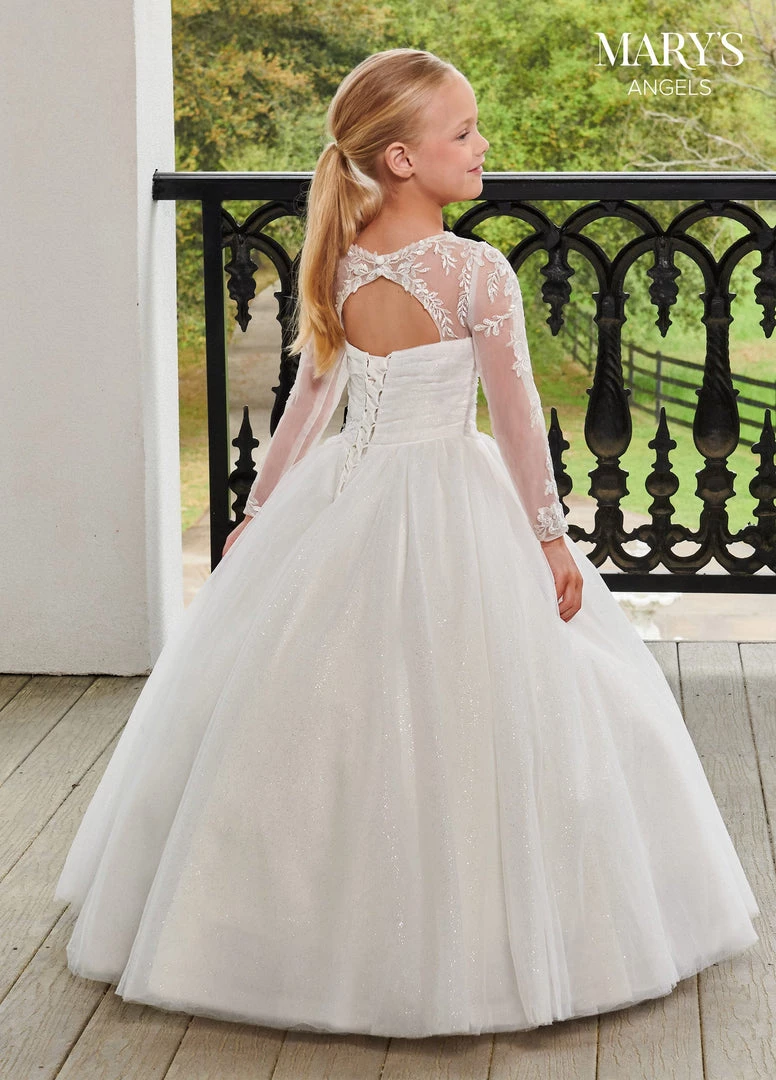 Mary's Bridal Angels Collection Girls Long Sleeve Gown By Mary's Bridal MB9099 Flower Girl Dresses 4 Mary's Bridal Angels Collection Girls Long Sleeve Gown By Mary's Bridal MB9099 Flower Girl Dresses