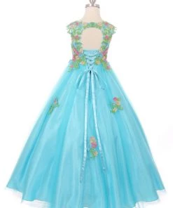 Cinderella Couture Girls Long Sleeveless Dress With Floral Embroidery 13 Cinderella Couture Girls Long Sleeveless Dress With Floral Embroidery