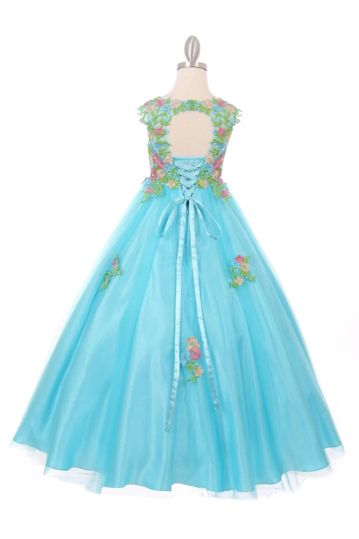 Cinderella Couture Girls Long Sleeveless Dress With Floral Embroidery 6 Cinderella Couture Girls Long Sleeveless Dress With Floral Embroidery