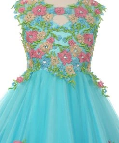 Cinderella Couture Girls Long Sleeveless Dress With Floral Embroidery 12 Cinderella Couture Girls Long Sleeveless Dress With Floral Embroidery