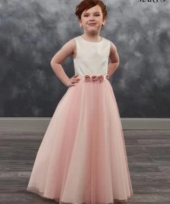 Mary's Bridal Angels Collection Flower Girl Dresses Girls Long Sleeveless Dress With Floral Sash By Mary's Bridal MB9023