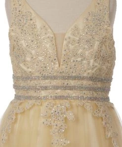 Girls Long Sleeveless Dress With Lace Top By Cinderella Couture 5082