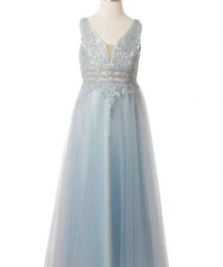 Girls Long Sleeveless Dress With Lace Top By Cinderella Couture 5082