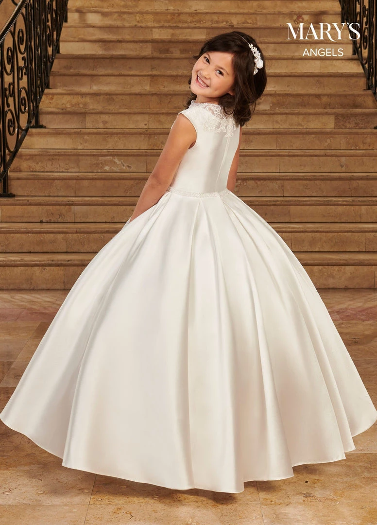 Mary's Bridal Angels Collection Flower Girl Dresses Girls Long Sleeveless Mikado Dress By Mary's Bridal MB9080 4 Mary's Bridal Angels Collection Flower Girl Dresses Girls Long Sleeveless Mikado Dress By Mary's Bridal MB9080