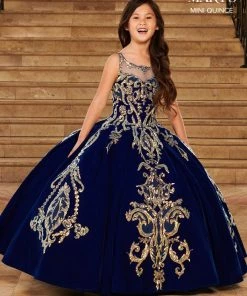 Mary's Bridal Mini Quince Collection Girls Long Sleeveless Velvet Dress By Mary's Bridal MQ4028