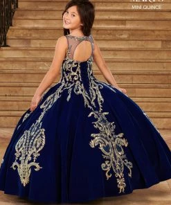 Mary's Bridal Mini Quince Collection Girls Long Sleeveless Velvet Dress By Mary's Bridal MQ4028