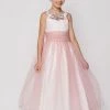Girls Long Two Tone Dress With Floral Neckline By Cinderella Couture 9074 Flower Girl Dresses
