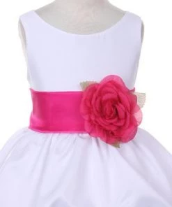 Cinderella Couture Flower Girl Dresses Girls Long White Pick-Up Dress With Mint Floral Sash