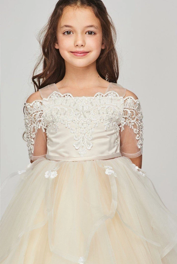 Flower Girl Dresses Girls Off Shoulder Lace Dress By Cinderella Couture 5091 5 Flower Girl Dresses Girls Off Shoulder Lace Dress By Cinderella Couture 5091