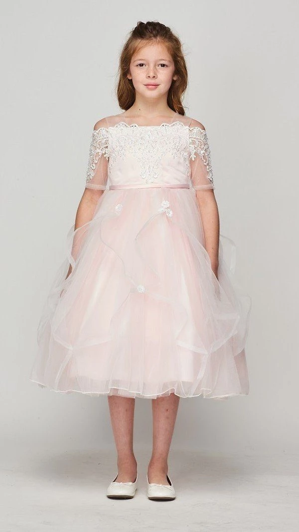 Flower Girl Dresses Girls Off Shoulder Lace Dress By Cinderella Couture 5091 9 Flower Girl Dresses Girls Off Shoulder Lace Dress By Cinderella Couture 5091