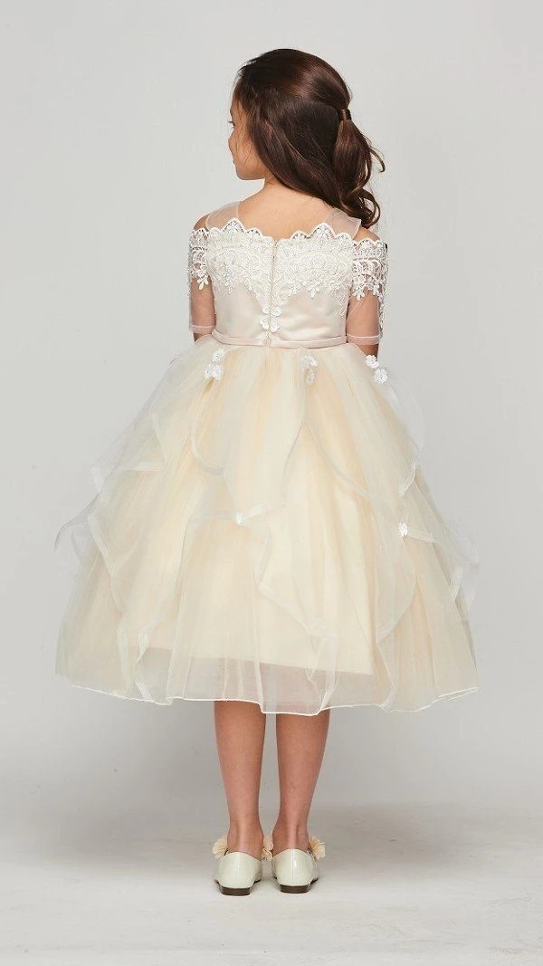 Flower Girl Dresses Girls Off Shoulder Lace Dress By Cinderella Couture 5091 4 Flower Girl Dresses Girls Off Shoulder Lace Dress By Cinderella Couture 5091