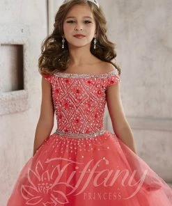 Tiffany Princess By House Of Wu Girls Off Shoulder Tulle Dress By Tiffany Princess 13458