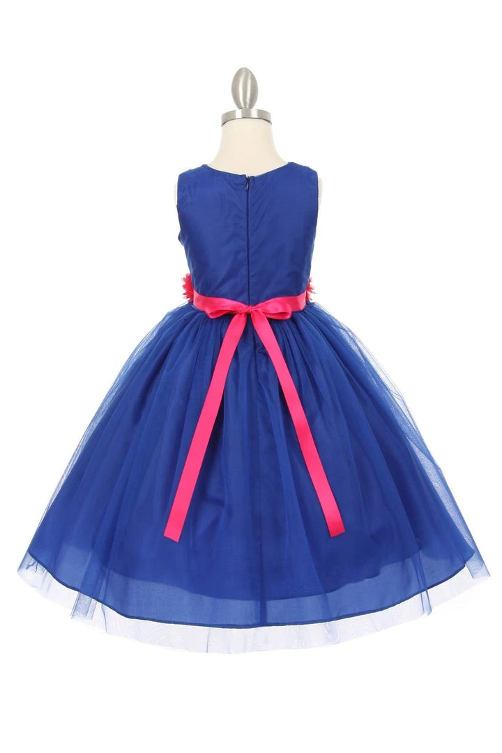 Cinderella Couture Girls Pleated Royal Blue Tea Length Tulle Dress With Flower Sash 5 Cinderella Couture Girls Pleated Royal Blue Tea Length Tulle Dress With Flower Sash