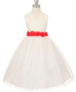 Cinderella Couture Girls Pleated Royal Blue Tea Length Tulle Dress With Flower Sash 35 Cinderella Couture Girls Pleated Royal Blue Tea Length Tulle Dress With Flower Sash