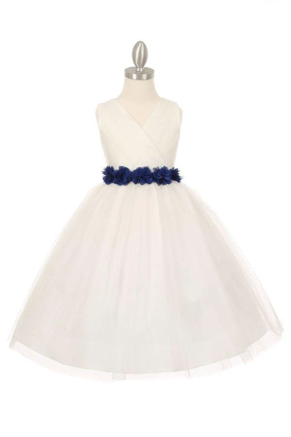 Cinderella Couture Girls Pleated Royal Blue Tea Length Tulle Dress With Flower Sash 15 Cinderella Couture Girls Pleated Royal Blue Tea Length Tulle Dress With Flower Sash