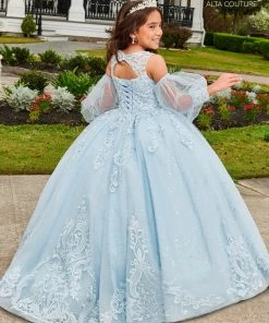 Mary's Bridal Mini Quince Collection Flower Girl Dresses Girls Puff Sleeves Gown By Mary's Bridal MQ4035