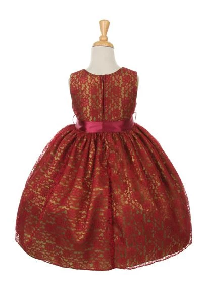 Cinderella Couture Flower Girl Dresses Girls Red Raschel Lace Tea Length Dress With Flower Sash 5 Cinderella Couture Flower Girl Dresses Girls Red Raschel Lace Tea Length Dress With Flower Sash