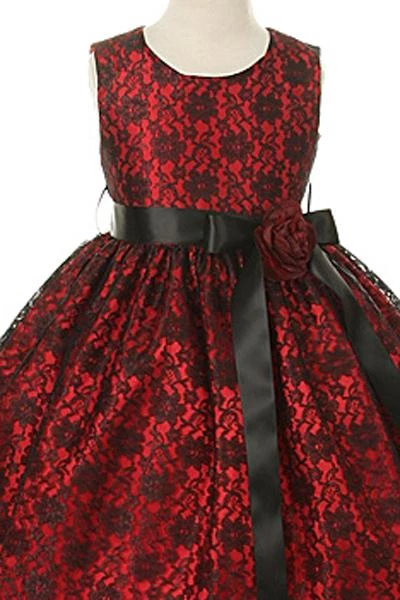 Cinderella Couture Flower Girl Dresses Girls Red Raschel Lace Tea Length Dress With Flower Sash 4 Cinderella Couture Flower Girl Dresses Girls Red Raschel Lace Tea Length Dress With Flower Sash