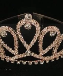 Cinderella Couture Girls Rose Gold Teardrop Tiara With Comb