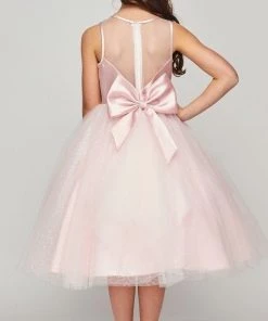 Girls Satin Bodice Tea Length Dress By Cinderella Couture 5076 Kids