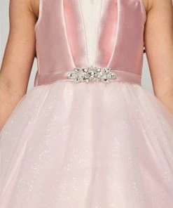 Girls Satin Bodice Tea Length Dress By Cinderella Couture 5076 Kids