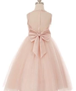 Girls Satin Bodice Tea Length Dress By Cinderella Couture 5076 Kids