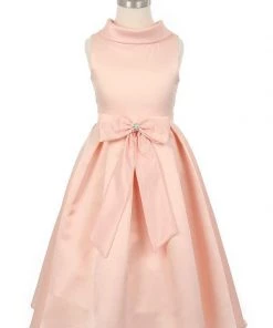 Girls Satin Tea Length Dress With Sash By Cinderella Couture 1197 Flower Girl Dresses