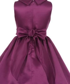 Girls Satin Tea Length Dress With Sash By Cinderella Couture 1197 Flower Girl Dresses